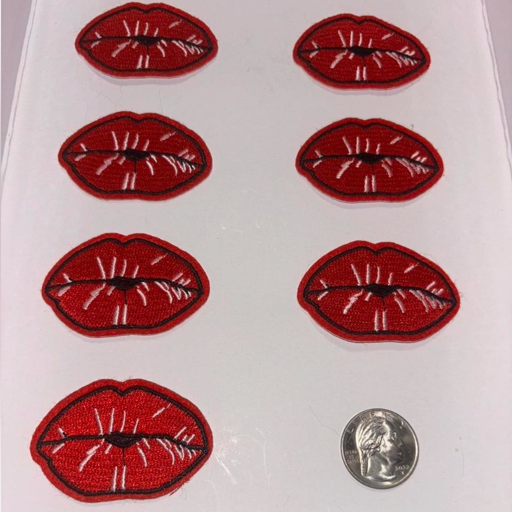 Red Pucker Lips Kiss Iron on Patches: 7